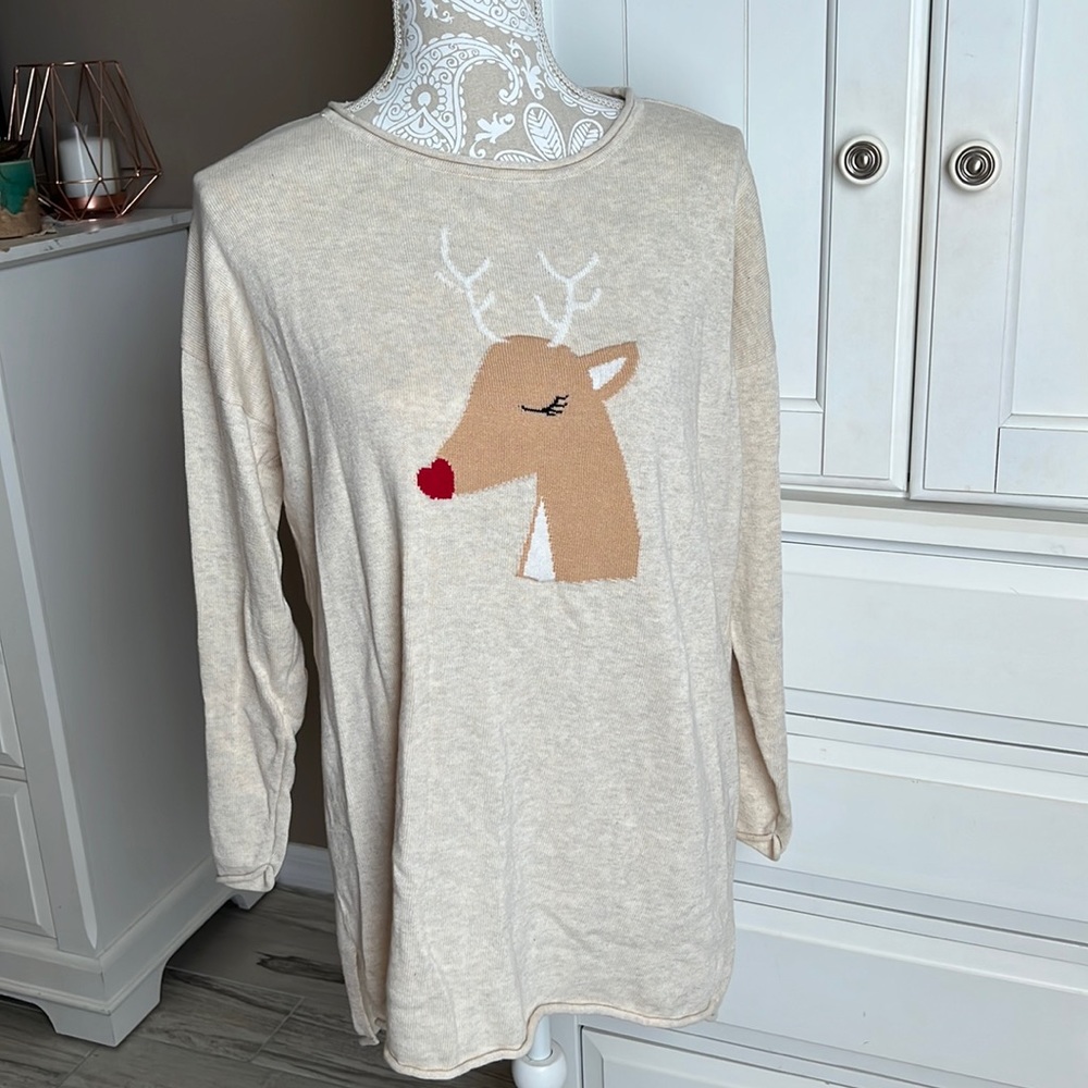 • Sleep Sense long pajama top, reindeer themed, L •